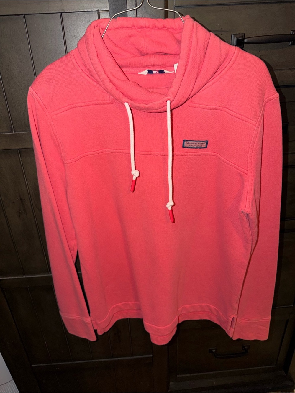 Vineyard Vines Coral Funnel Neck Pullover with Drawcord